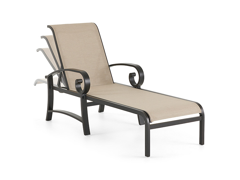 Grianstad Alúmanam le patio Sling Chaise Lounge