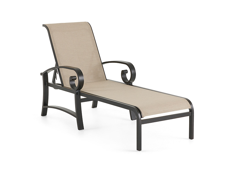 Grianstad Alúmanam le patio Sling Chaise Lounge